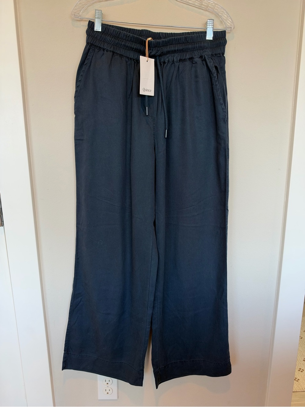 Quince Tencel Navy Wide-Leg Drawstring Pants